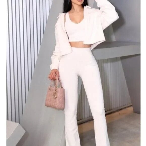 ALO Yoga Airbrush High-Waist Bootcut Leggings White Full Length size Medium - Picture 6 of 14